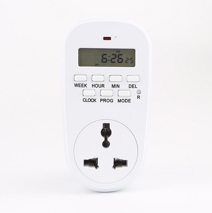 universal EU Plug Digital Display Energy Saving Programmable Electronic Socket Timer Setting of Clock/ On/ Off Time