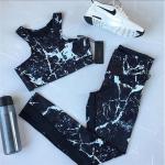 Sport Suit Print Women's Yoga Apparel , Breathable Yoga Set Sexy Sporty Ladies