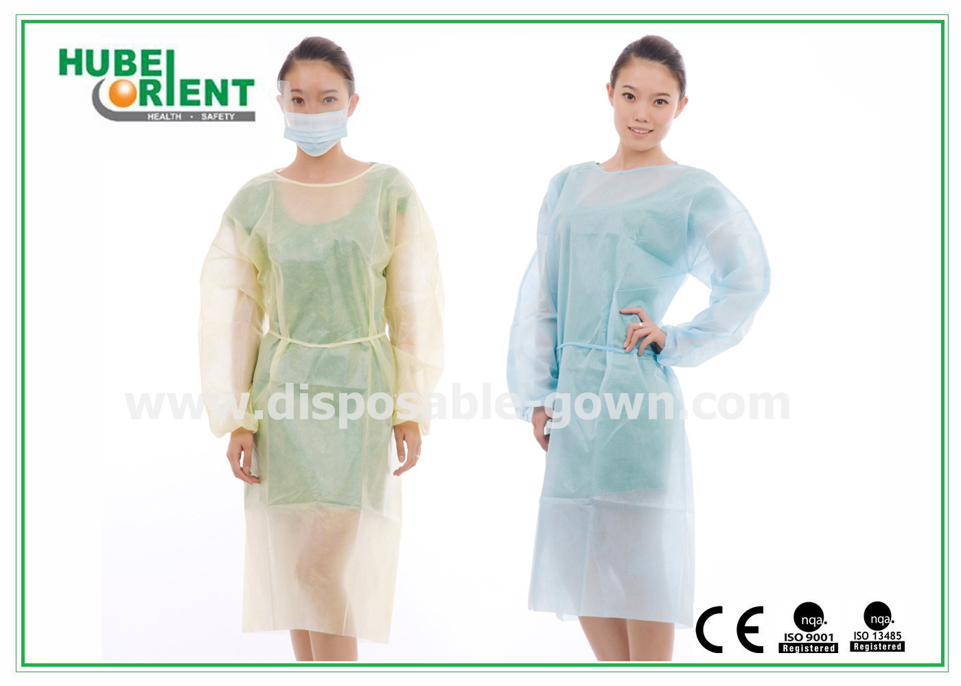 18g/M2 Polypropylene Disposable Isolation Gowns With Elastic Wrist