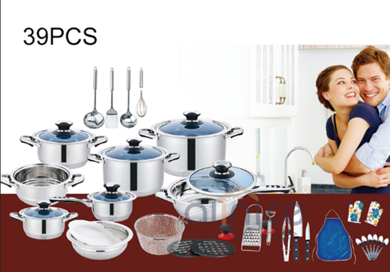 Wholesale Cost 39pcs Cooking Pot Stainless Cookware Sets for Kitchen