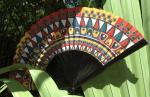 Spanish Personalised Fancy Cloth Custom Cherry Wood Folding Fan