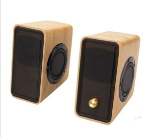 China Real Bamboo Wired Wooden Speaker , Super Bass Multimedia HiFi Desk Stereo Speaker wholesale