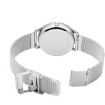 Lady Silver Stainless Steel Watch Japan Movement Quartz Watch Double Buckle Mesh