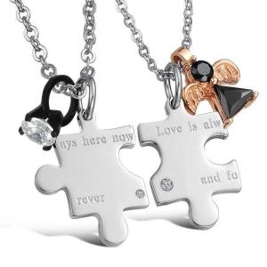 China New Fashion Tagor Jewelry 316L Stainless Steel couple Pendant Necklace TYGN206 wholesale
