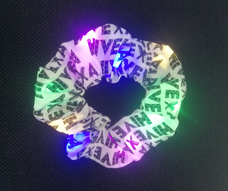 Durable Brown Stretchy Hair Ties Pack Ring Girls LED Luminous Satin Colorful Party 11cm