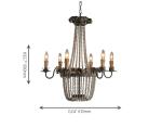 Wood Bead Chandelier Light Fixtures 6 Lights For Living room Bedroom Lighting