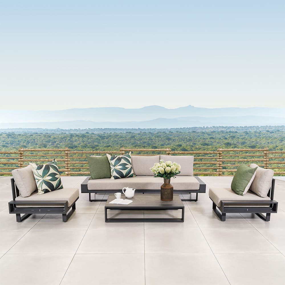 AJUNION Luxury Aluminum Sofa Set Furniture with Coffee Table Size L 120 x W80 x H26cm