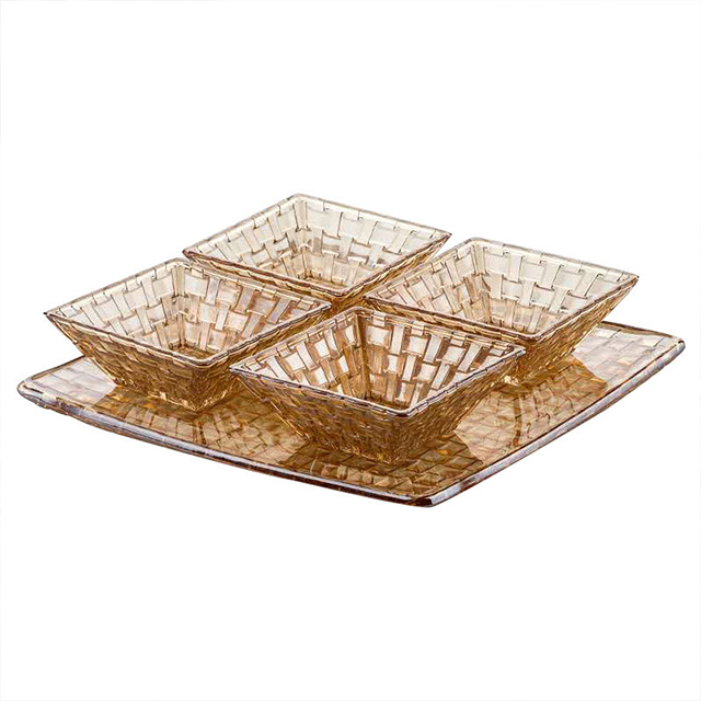 High Quality Gold Spraying 33*2.1cm Glass Charger Plate for Dinnerware