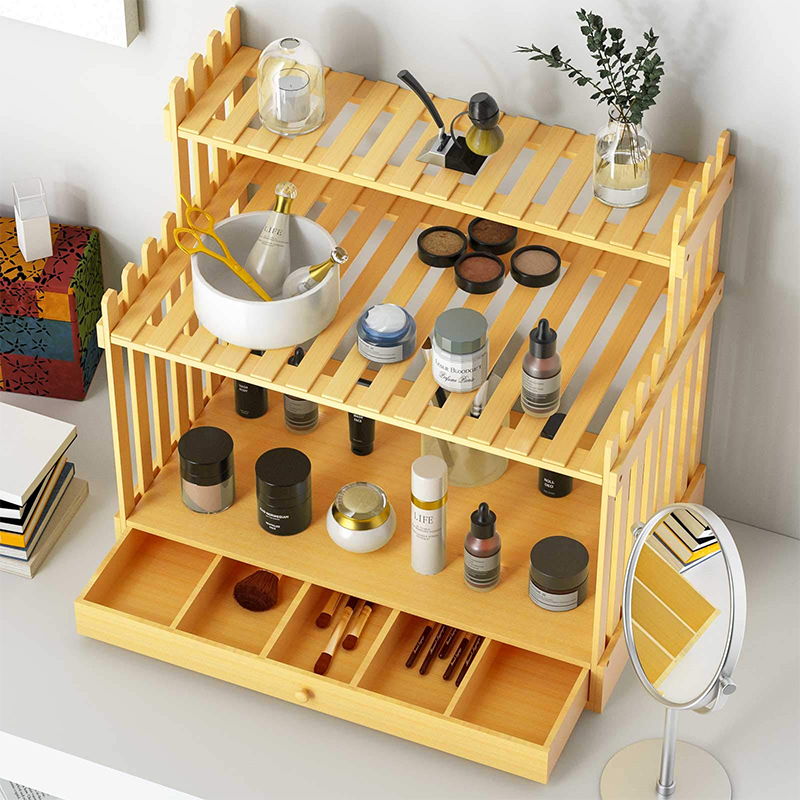 Sustainable Bamboo Spice Rack 3 Tier Multifunction Rectangle Storage Kitchen Customizable