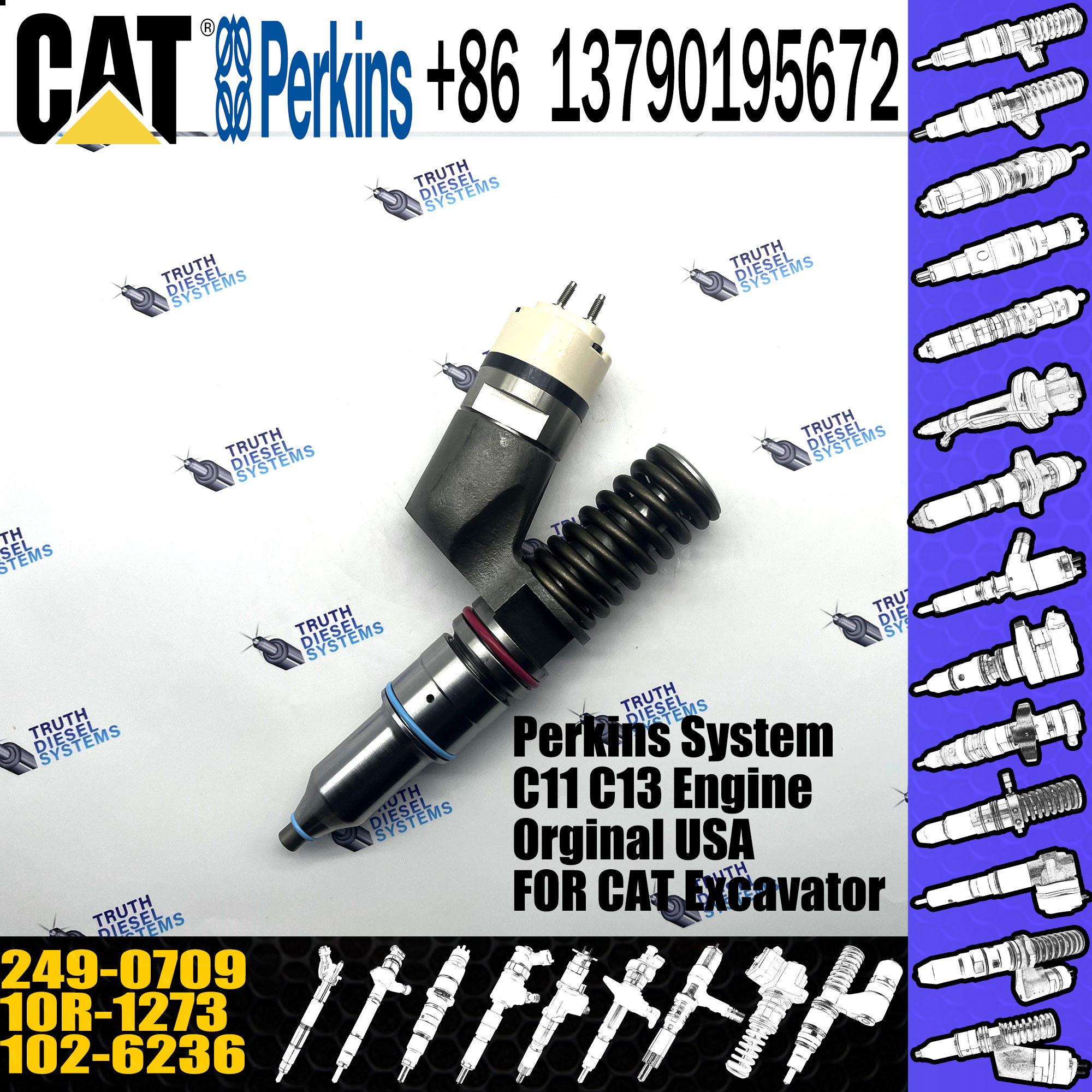 Fuel Injector 10R-1273 10R1273 10R-9236 249-0709 10R-8501 10R8501 10R1273 10R9236 239-4909 for Caterpillar cat C15 C16