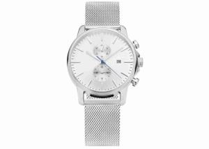 China 5ATM water resistant polished silver chronograph watches men luxury wholesale