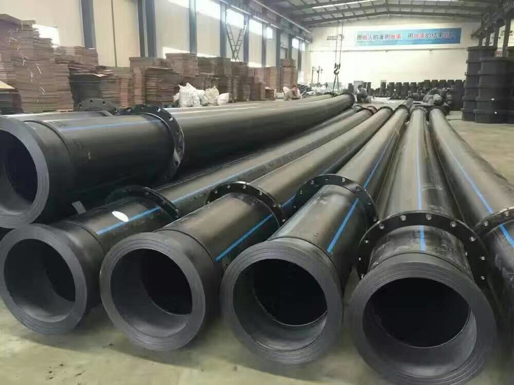 qualified black hdpe dredge pipes with stub ends on both sides