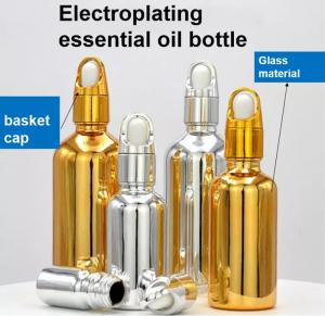 China Sliver Gold 50ml Empty Serum Bottle With Dropper Plating Electroplate wholesale
