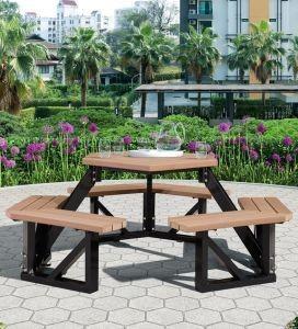 China Hexagon Rattan Long Bench Plastic Wood Long Wicker Bench Custom wholesale
