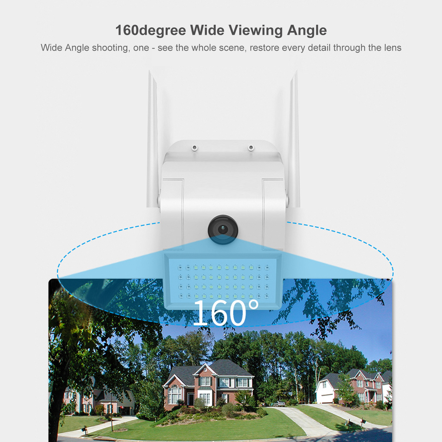 H.265 2MP wide angle view two way audio 2.8mm lens WiFi 20m ir distance TF card slot Dual light source courtyard camera