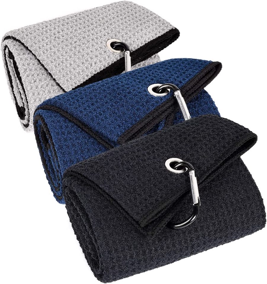 Sport Gym Magnetic Microfiber Golf Towel Pattern Fabric Custom Thick Waffle Weave Magnet Golf Towel Golf Club Cleaner