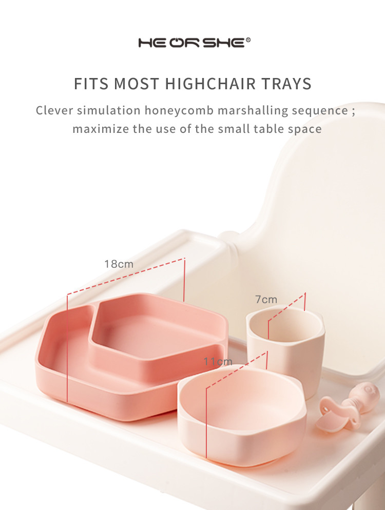 Steam Sterilization Food Safe Hexagon Baby Plate And Bowl