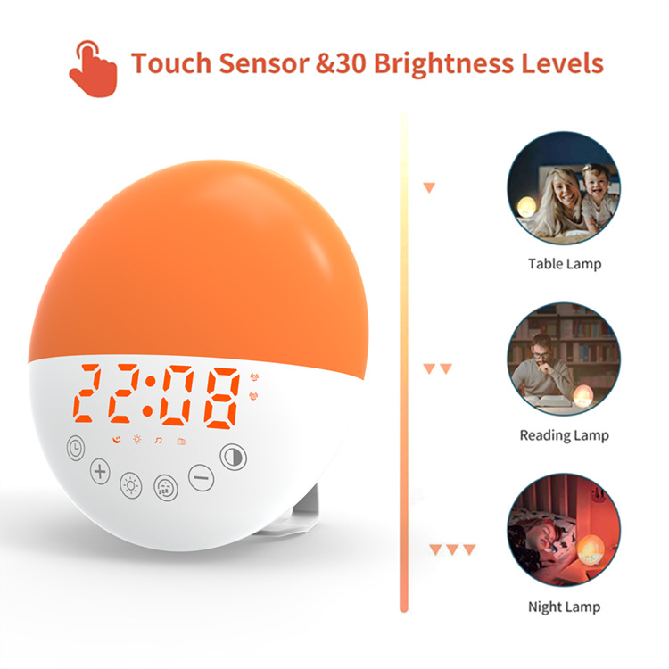Cute Oval Portable Alarm Clock Radio Touch Sensing Multi Color