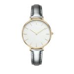 Private Label Ladies Stainless Steel Watches With Genuine Leather Strap