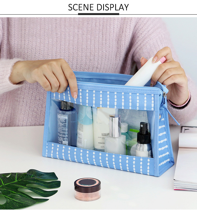 Clear Transparent Zipper PVC Polyester Makeup Cosmetic Bags