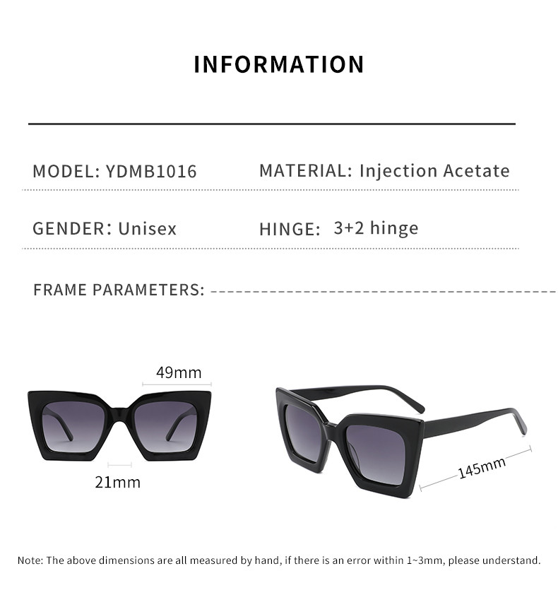 Full Rim Square Acetate Sunglasses Durable , Cat Eye Oversized Shades Glasses