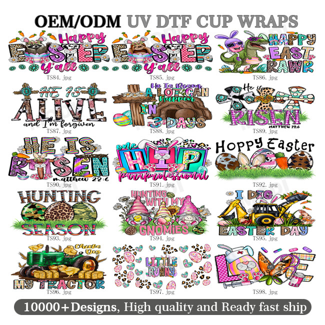 Custom UV DTF Cup Wraps Transfer Printing Crystal Transfer Sticker UV DTF Sticker Cup Wraps Transfers For 16oz