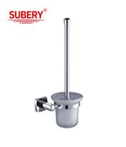 China OEM Brass Toilet Brush Holder Glass Bathroom Chrome With Curve Design wholesale
