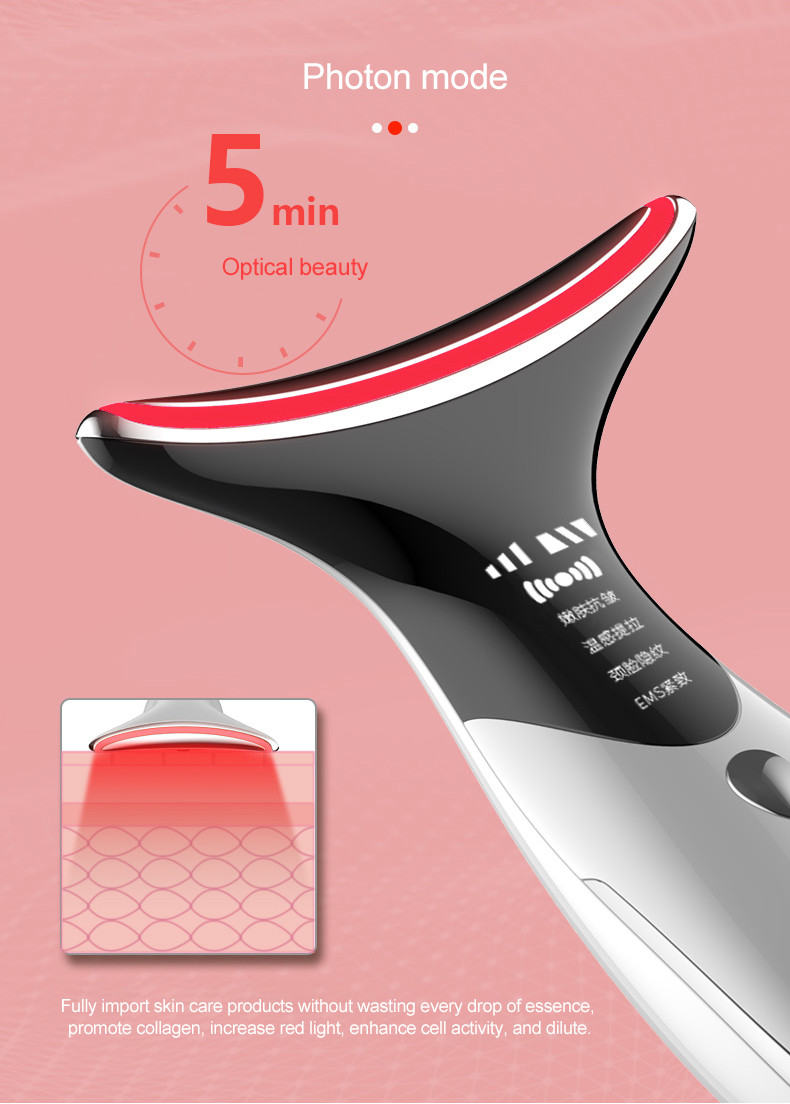 8000 Times/Min LED Photon Heating Neck Wrinkle Remover 3 Colors
