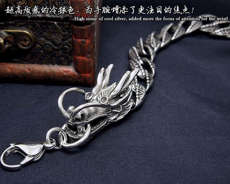 Titanium Stainless Steel Dragon Men's Bracelet Gothic Style (JCE133)