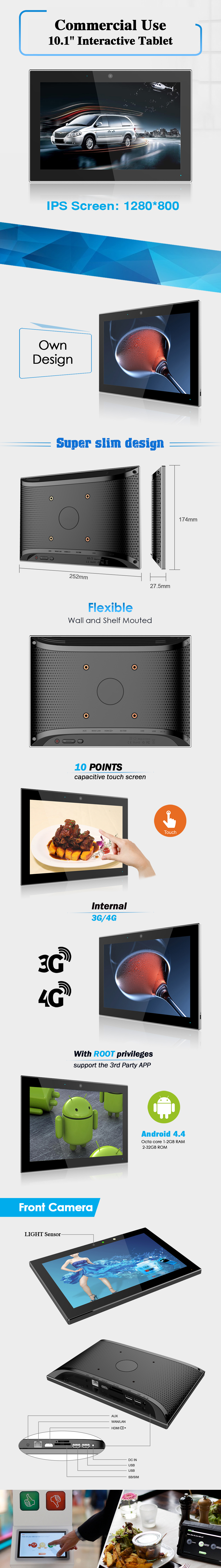 10 Quad Core Android Tablet , Commercial Android Tablet IPS Panel