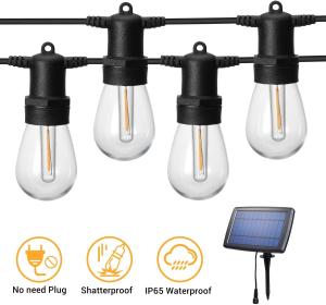 China Shatterproof 49FT 15pcs Hanging Solar Bulb String Lights wholesale