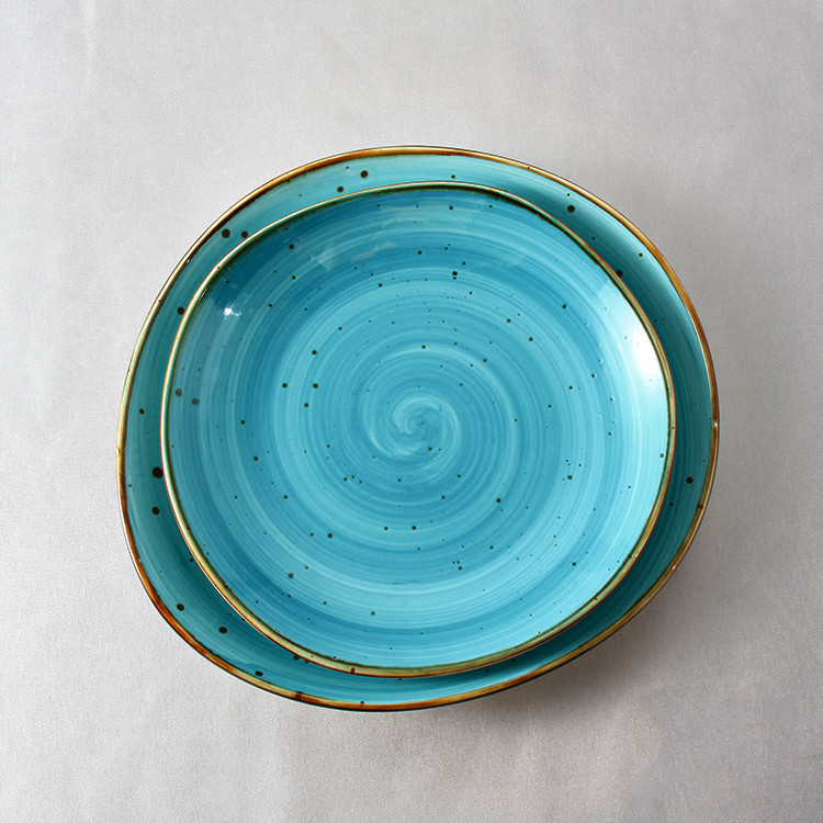 Customized Sky Blue Porcelain Color Dinnerware Set
