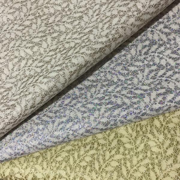 Colorful Glitter Fabric Roll Leaf Flower Pattern Customized Color Wide Application