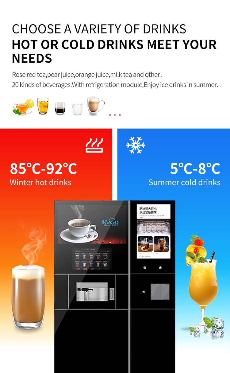 Fully Automatic Floor Standing Coffee Machine With Ice Maker For Office Spaces