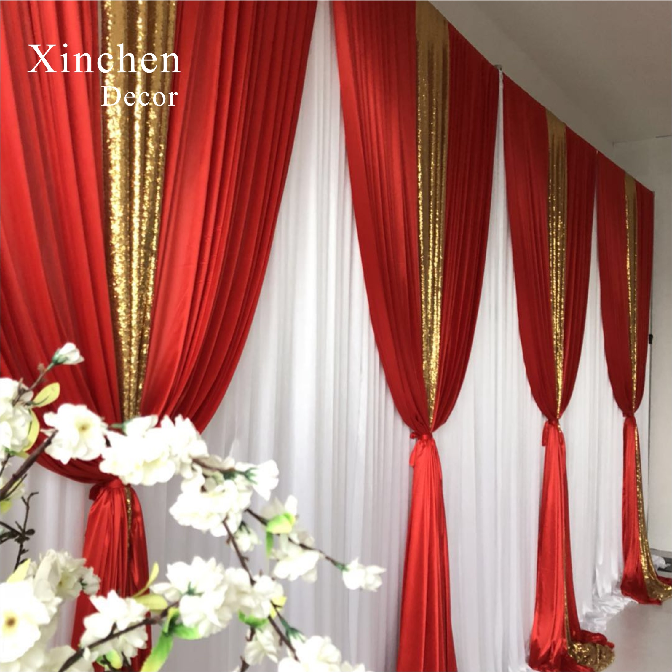 SX-387 Beautiful Wedding Stage Decorative White Drapery Hanging Ceiling Drapes