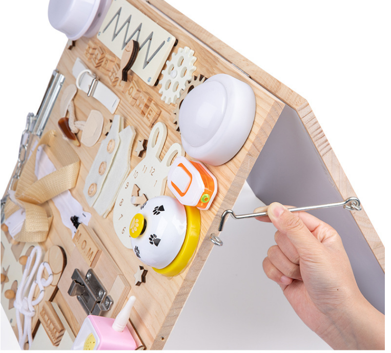 Basic Life Skills Activities Wooden Montessori Busy Board for Toddlers Picture Shown