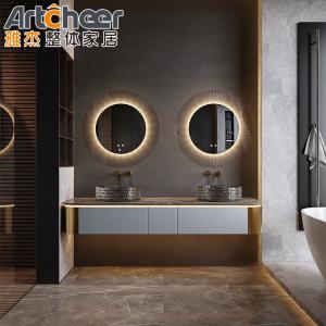 China Luxury Commercial Double Sink Bathroom Vanity Furniture for Modern Stylish Bathroom wholesale