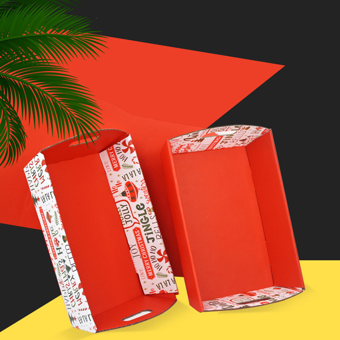 Custom Red Cardboard Display Trays For Supermarket Holiday Promotion