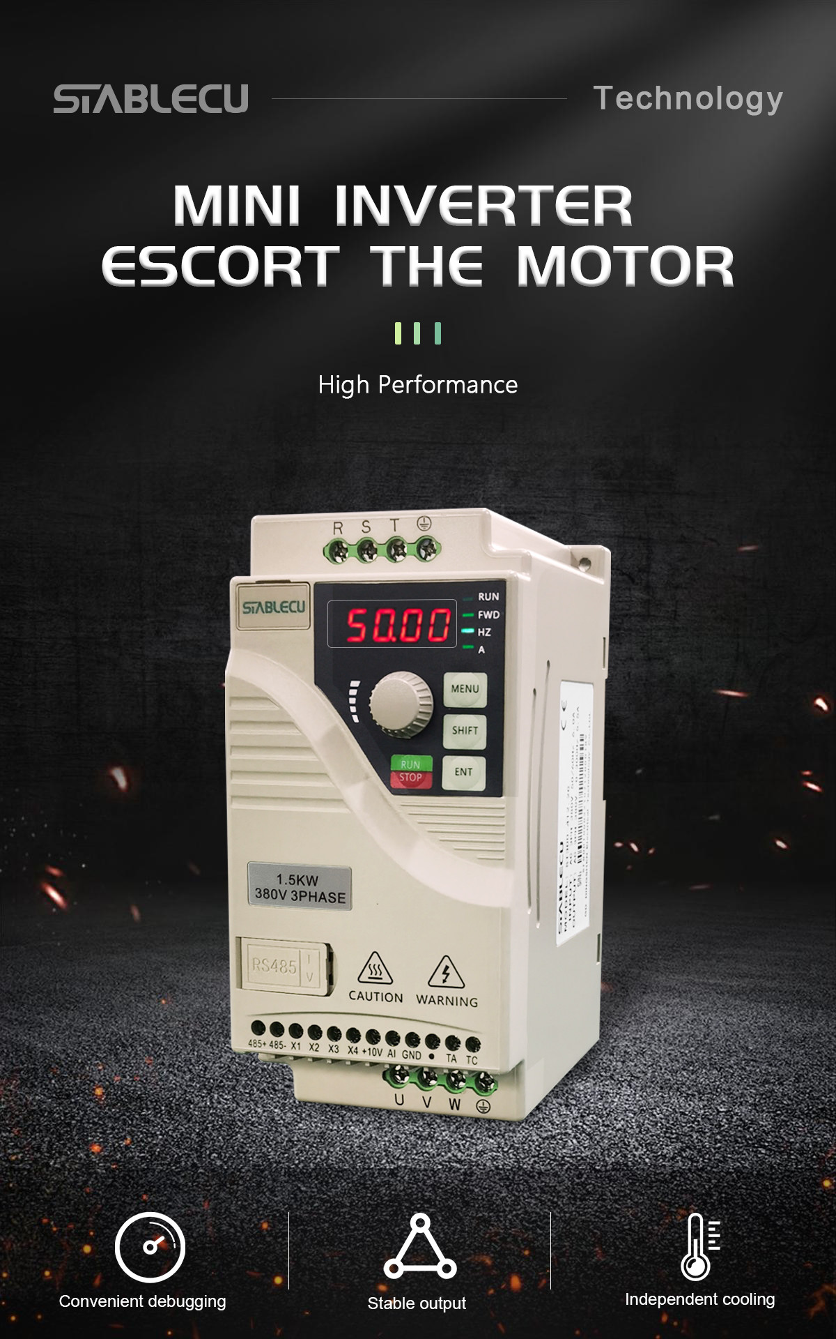 AC Single Triple Phase Micro Drive VFD , 1.5KW Pump Frequency Inverter