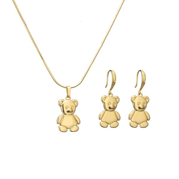 Bear S925 Sterling Silver Jewelry Gold Plated Glossy Dangle Earrings And