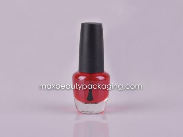 classic matte black surface nail polish cap 12ml nail polish bottle flat brush