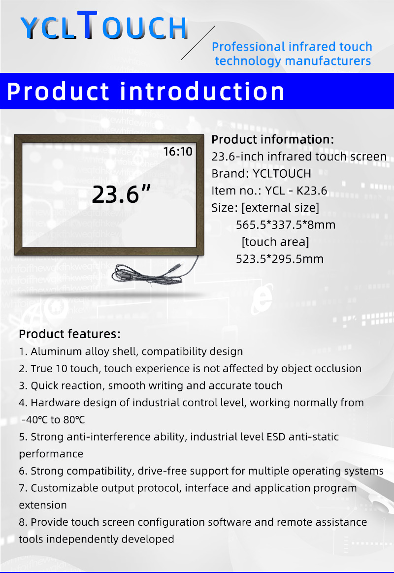Interactive DIY IR Touch Frame 23.6 Inch 16:10 Ratio Size Customized