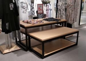 China 2 Layer Retail Clothing Display Shelves Wood Nesting Table MDF + Oak Veneer wholesale