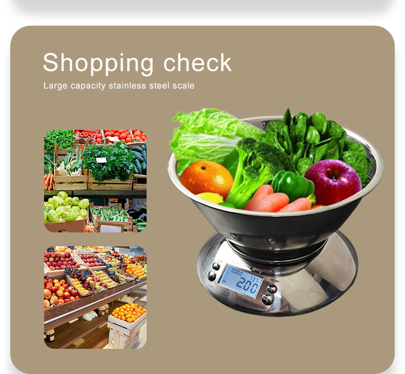Smart Electronic Weight Measure 5kg Nutritional Digital Kitchen Baking Weighing Scale with Digital Display ROHS Certified