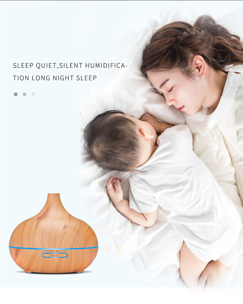 HomeFish Wood Grain USB Ultrasonic Aroma Humidifier Mist Output 30ml/H