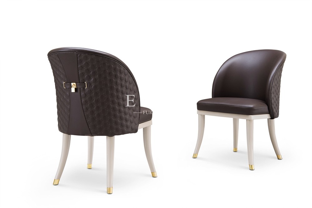 European Upholstered Wooden Leather Dining Chair W002D5