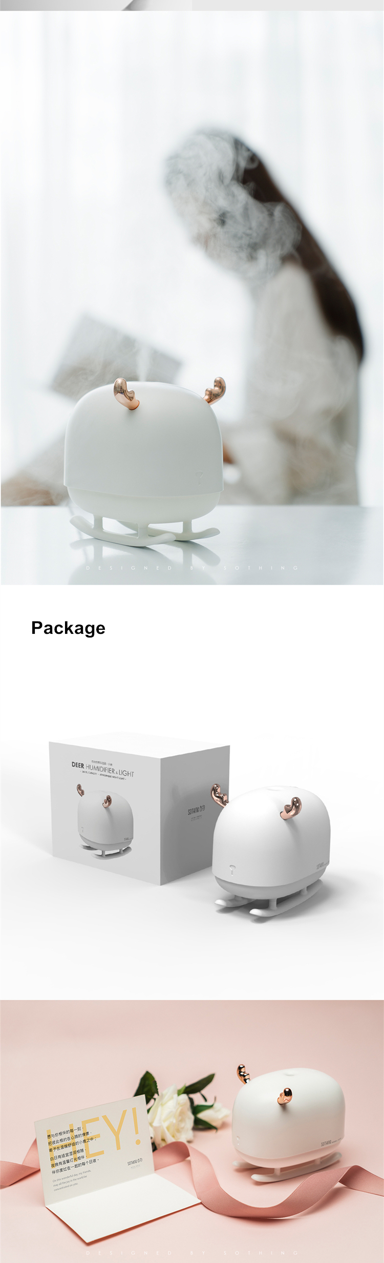 260ML Sleigh Deer Ultrasonic Air Humidifier Aroma Essential Oil Diffuser for Home Car USB Fogger Mist Maker with LED Nig