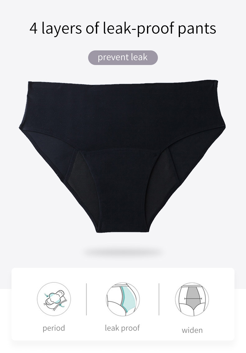Four Layer Period Panties Underwear Polyester Seamless Mid Waist Plus Size Underwear