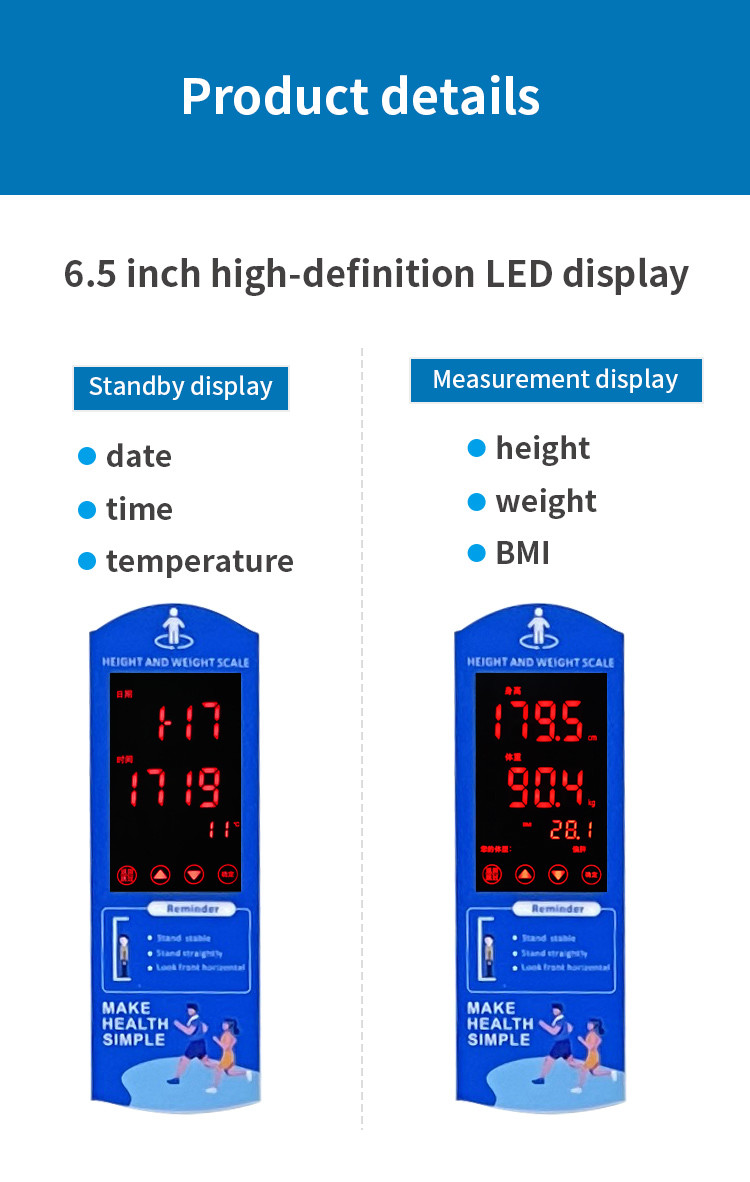 Ultrasonic Height Weight Bmi Machine , No Touching A Single Button Portable Bmi Machine