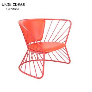 China Basket Metal Frame Dining Chairs Red Italian Minimalist Coffee Shop 76x64x69cm wholesale